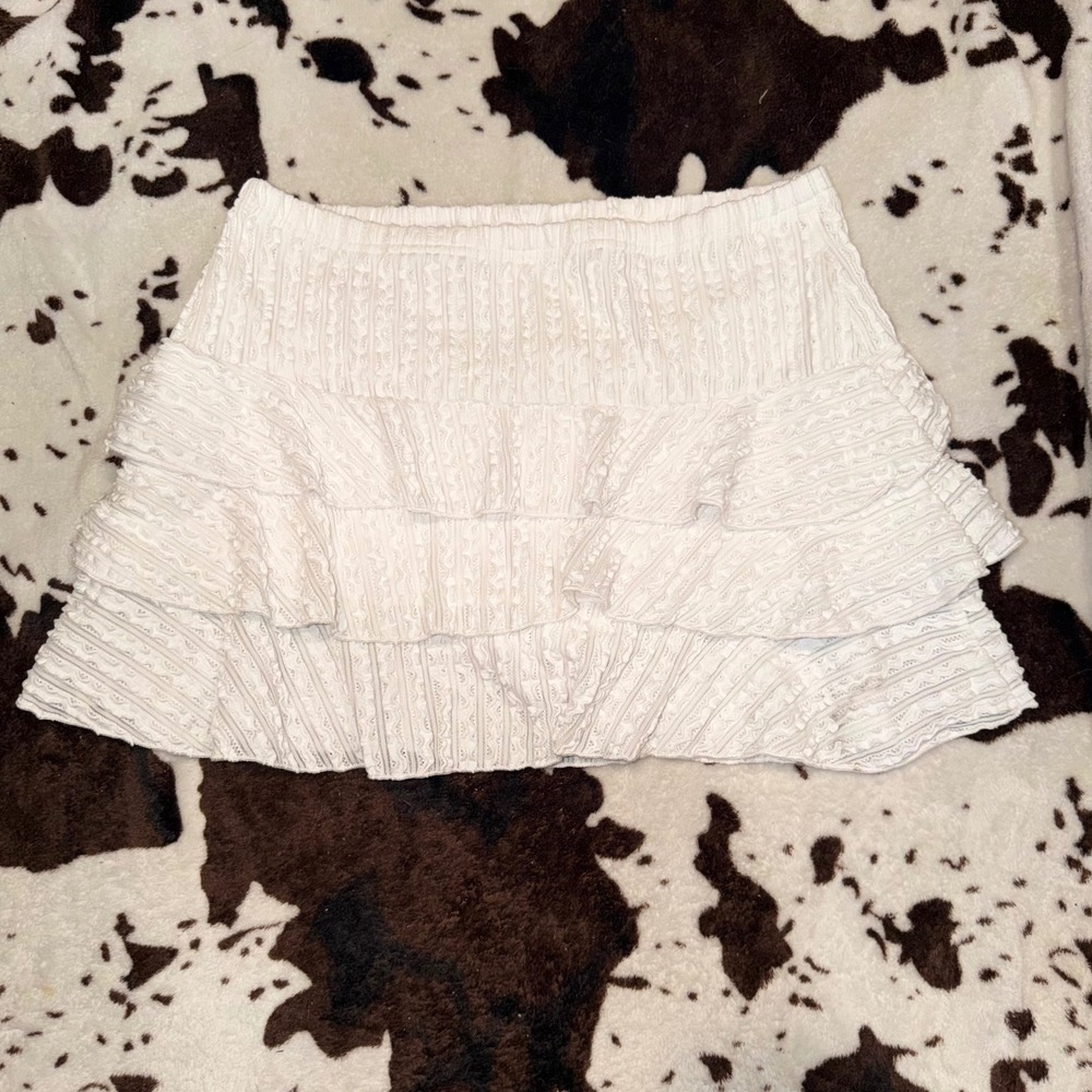 Forever 21 Skort Women Large White Ruffled Textured Boho Coquette Summer Skirt